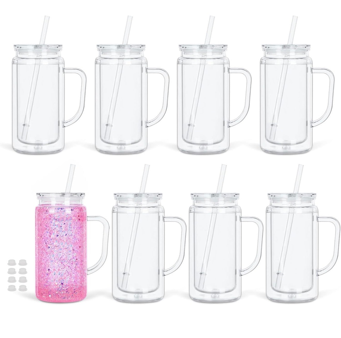 16oz Plastic w/handle tumbler