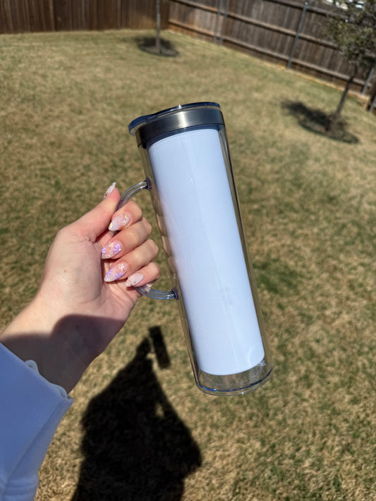 20oz stainless steel snowglobe w/handle