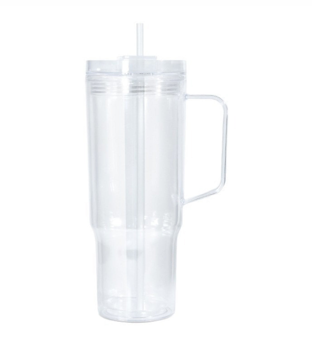 40oz Snowglobe Plastic Tumbler W/handler