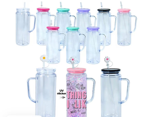 20oz w/handle plastic snowglobe